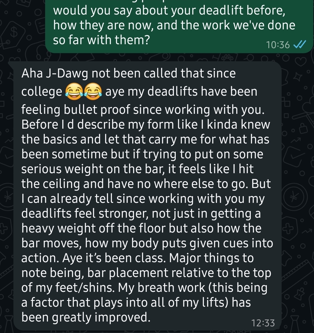 Client WhatsApp testimonial